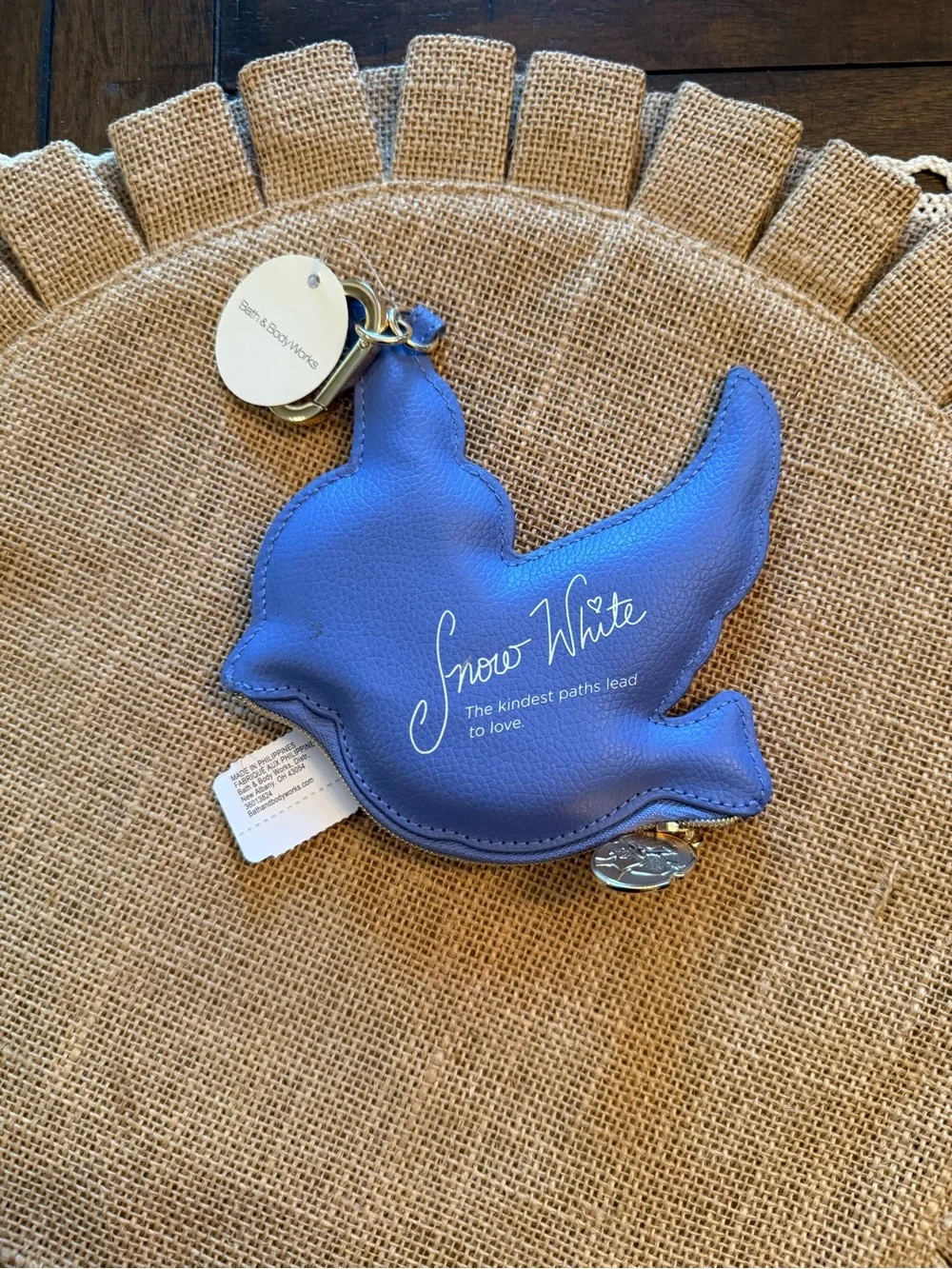Snow White Blue & White Bird Keychain Pouch